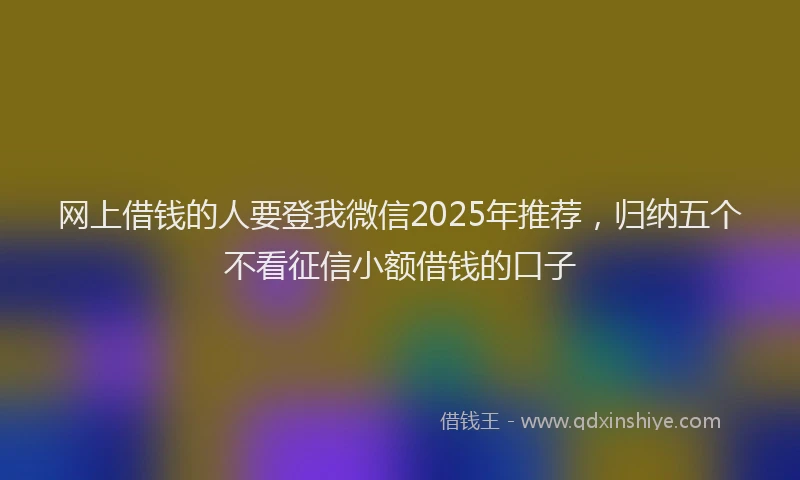 网上借钱的人要登我微信2025年推荐，归纳五个不看征信小额借钱的口子