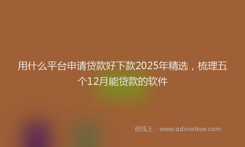 用什么平台申请贷款好下款2025年精选，梳理五个12月能贷款的软件