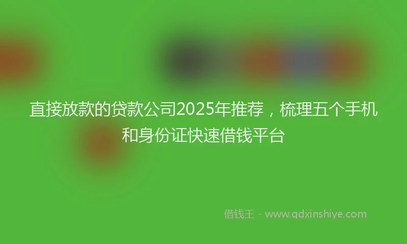 直接放款的贷款公司2025年推荐，梳理五个手机和身份证快速借钱平台