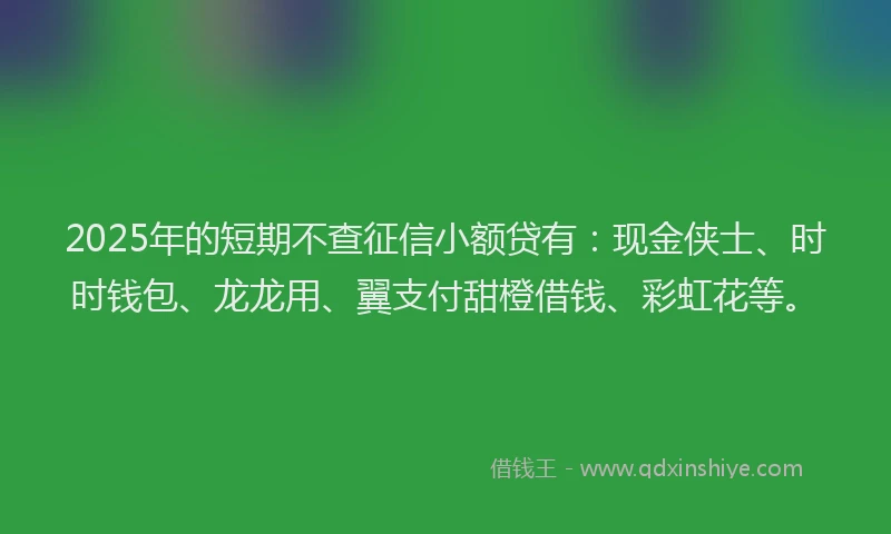 2025年的短期不查征信小额贷有：现金侠士、时时钱包、龙龙用、翼支付甜橙借钱、彩虹花等。
