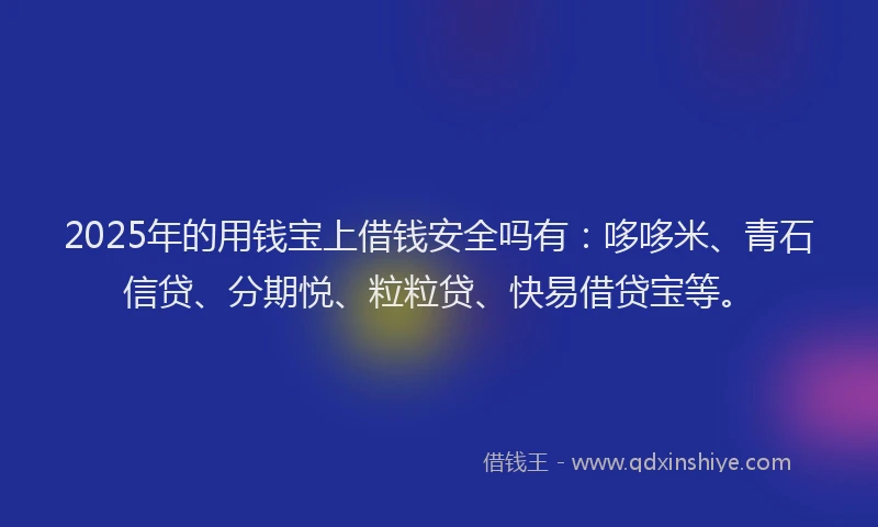 2025年的用钱宝上借钱安全吗有：哆哆米、青石信贷、分期悦、粒粒贷、快易借贷宝等。