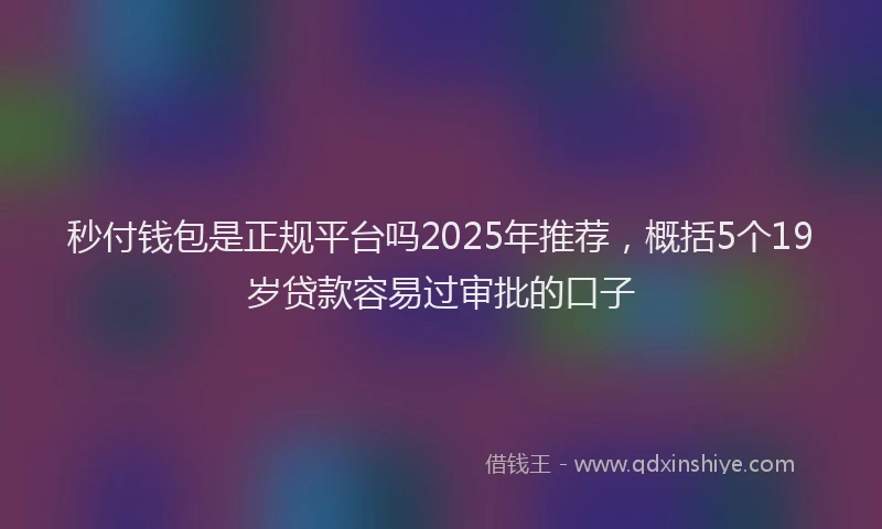 秒付钱包是正规平台吗2025年推荐，概括5个19岁贷款容易过审批的口子