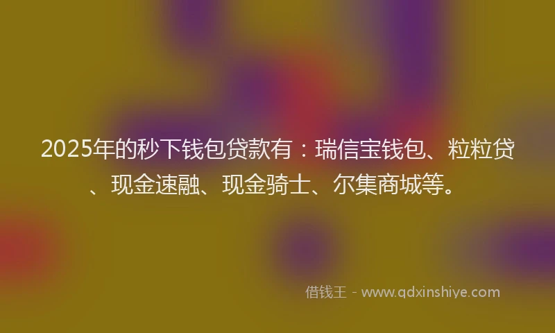 2025年的秒下钱包贷款有：瑞信宝钱包、粒粒贷、现金速融、现金骑士、尔集商城等。
