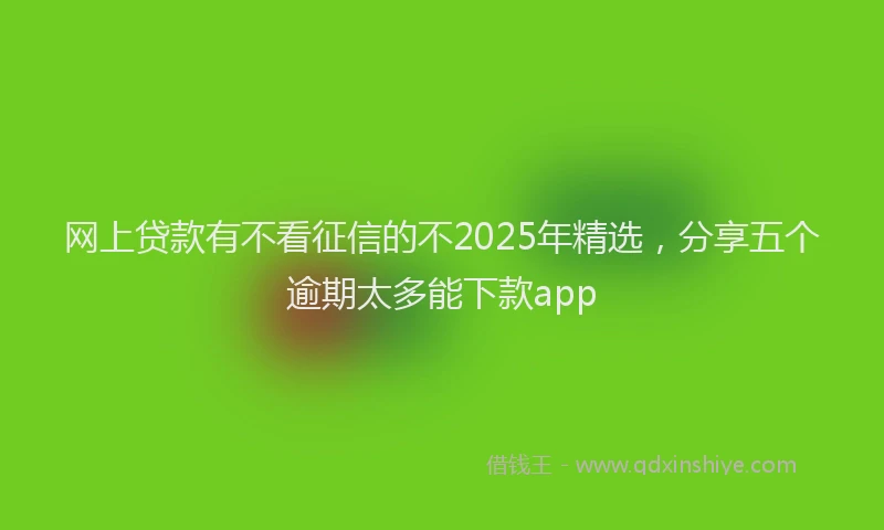 网上贷款有不看征信的不2025年精选，分享五个逾期太多能下款app