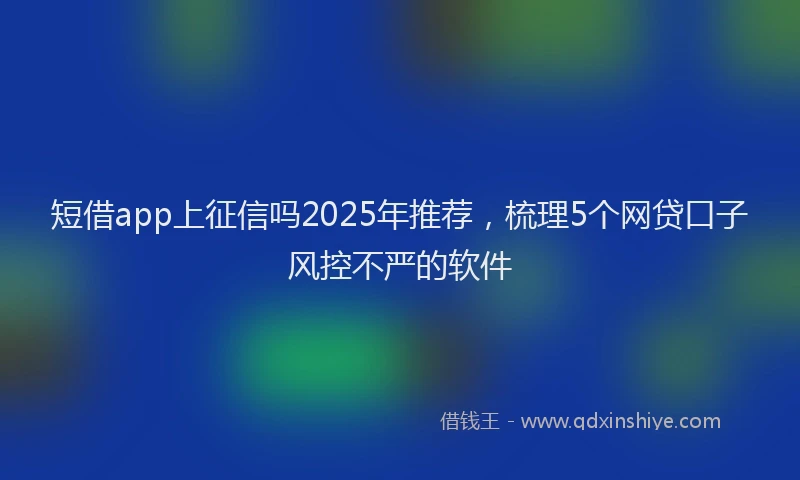 短借app上征信吗2025年推荐，梳理5个网贷口子风控不严的软件
