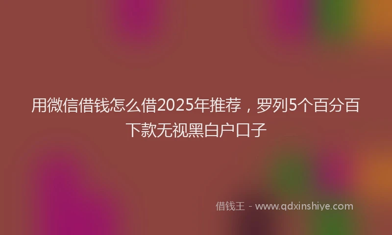 用微信借钱怎么借2025年推荐，罗列5个百分百下款无视黑白户口子