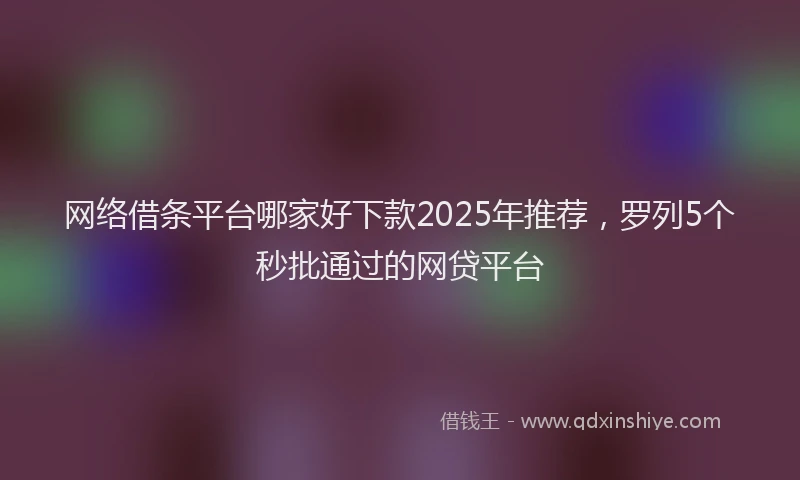 网络借条平台哪家好下款2025年推荐，罗列5个秒批通过的网贷平台