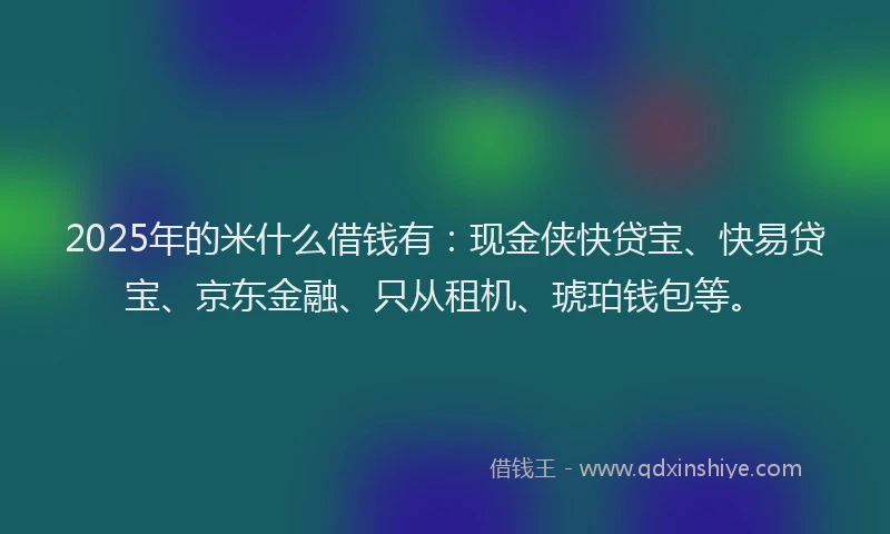 2025年的米什么借钱有：现金侠快贷宝、快易贷宝、京东金融、只从租机、琥珀钱包等。