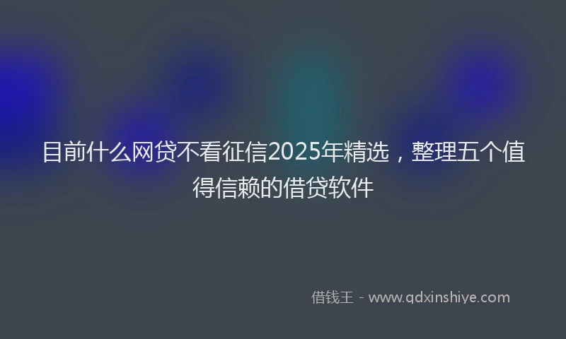 目前什么网贷不看征信2025年精选，整理五个值得信赖的借贷软件