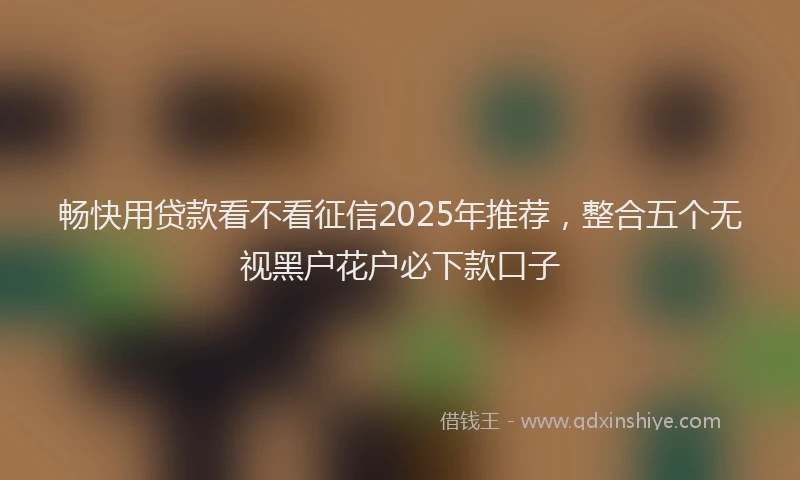 畅快用贷款看不看征信2025年推荐，整合五个无视黑户花户必下款口子