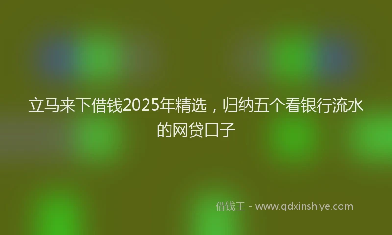 立马来下借钱2025年精选，归纳五个看银行流水的网贷口子