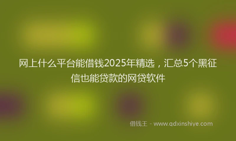 网上什么平台能借钱2025年精选，汇总5个黑征信也能贷款的网贷软件