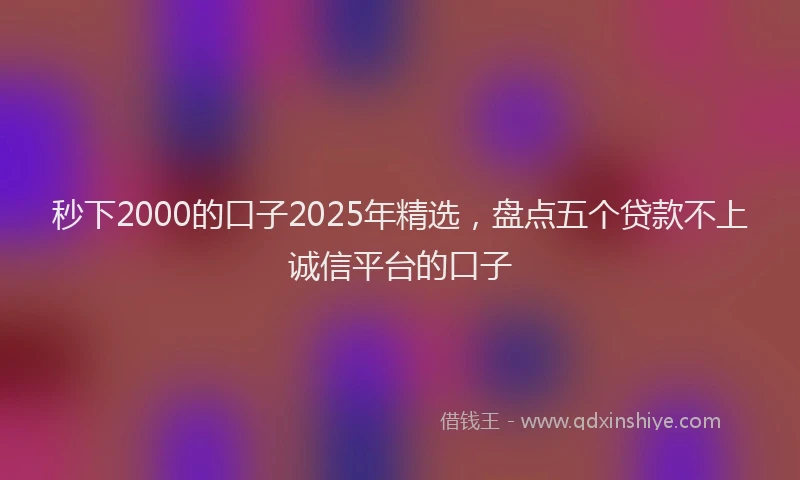 秒下2000的口子2025年精选，盘点五个贷款不上诚信平台的口子
