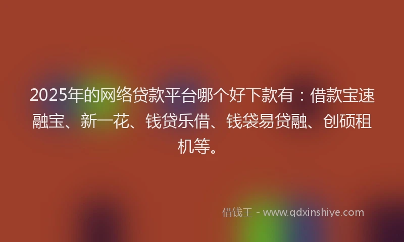 2025年的网络贷款平台哪个好下款有：借款宝速融宝、新一花、钱贷乐借、钱袋易贷融、创硕租机等。
