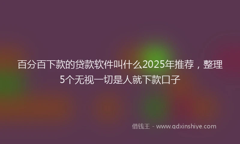 百分百下款的贷款软件叫什么2025年推荐，整理5个无视一切是人就下款口子