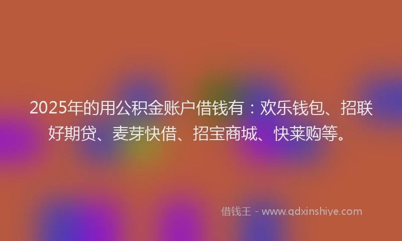 2025年的用公积金账户借钱有：欢乐钱包、招联好期贷、麦芽快借、招宝商城、快莱购等。