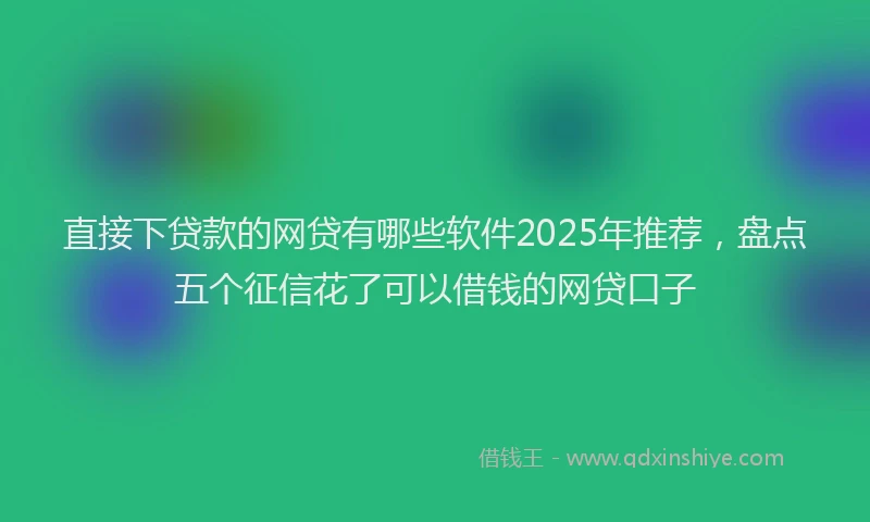 直接下贷款的网贷有哪些软件2025年推荐，盘点五个征信花了可以借钱的网贷口子