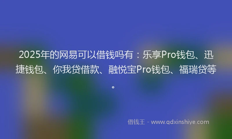 2025年的网易可以借钱吗有：乐享Pro钱包、迅捷钱包、你我贷借款、融悦宝Pro钱包、福瑞贷等。