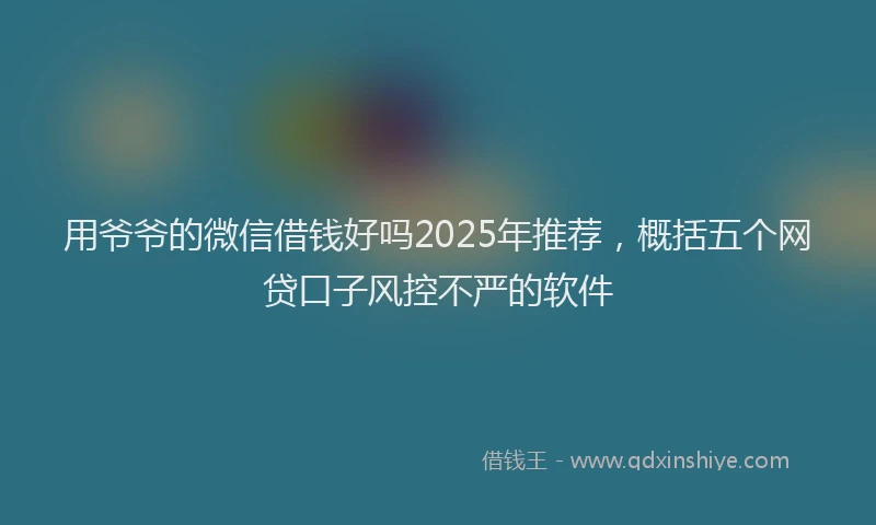 用爷爷的微信借钱好吗2025年推荐，概括五个网贷口子风控不严的软件