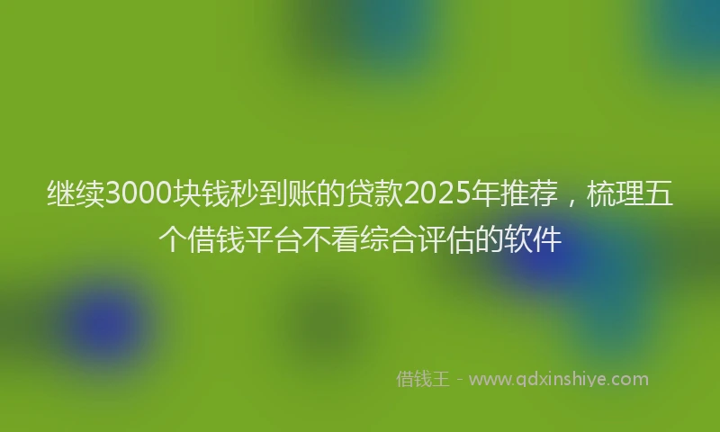 继续3000块钱秒到账的贷款2025年推荐，梳理五个借钱平台不看综合评估的软件