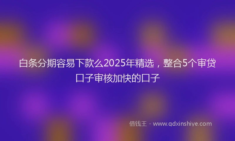 白条分期容易下款么2025年精选，整合5个审贷口子审核加快的口子