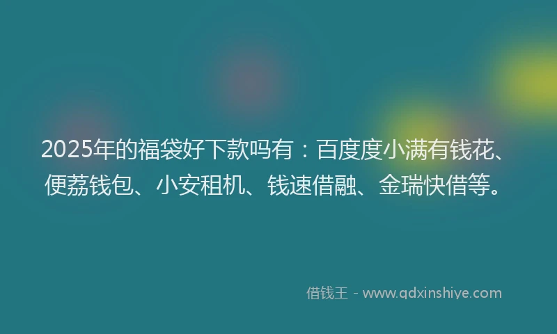 2025年的福袋好下款吗有：百度度小满有钱花、便荔钱包、小安租机、钱速借融、金瑞快借等。