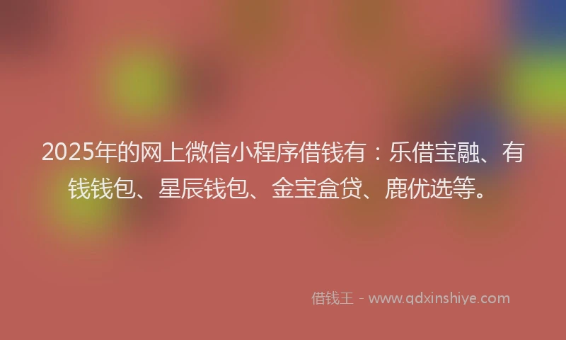 2025年的网上微信小程序借钱有：乐借宝融、有钱钱包、星辰钱包、金宝盒贷、鹿优选等。