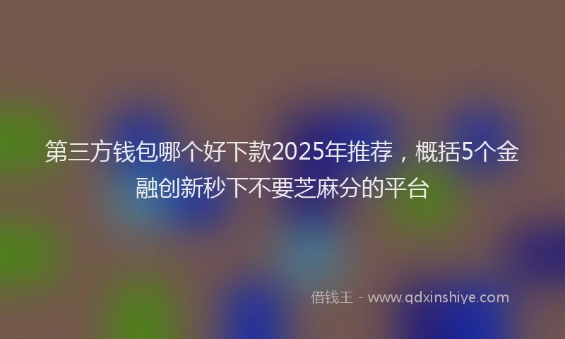 第三方钱包哪个好下款2025年推荐，概括5个金融创新秒下不要芝麻分的平台