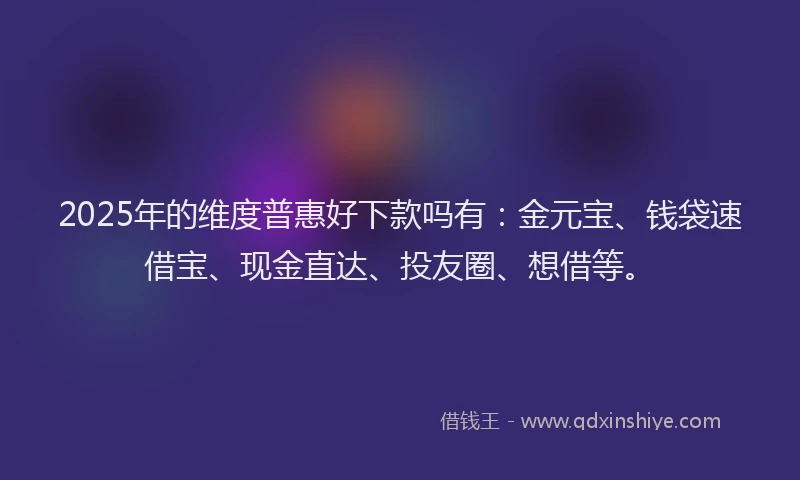 2025年的维度普惠好下款吗有：金元宝、钱袋速借宝、现金直达、投友圈、想借等。