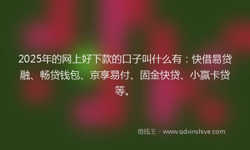 2025年的网上好下款的口子叫什么有：快借易贷融、畅贷钱包、京享易付、固金快贷、小赢卡贷等。