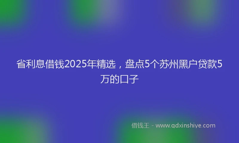 省利息借钱2025年精选，盘点5个苏州黑户贷款5万的口子