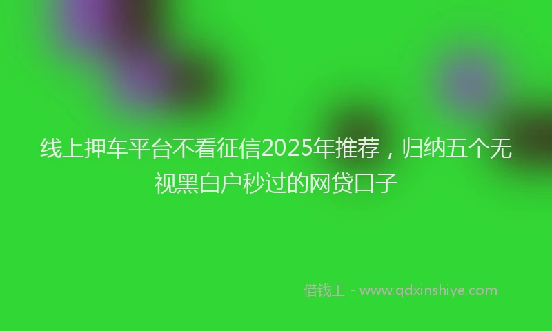 线上押车平台不看征信2025年推荐，归纳五个无视黑白户秒过的网贷口子