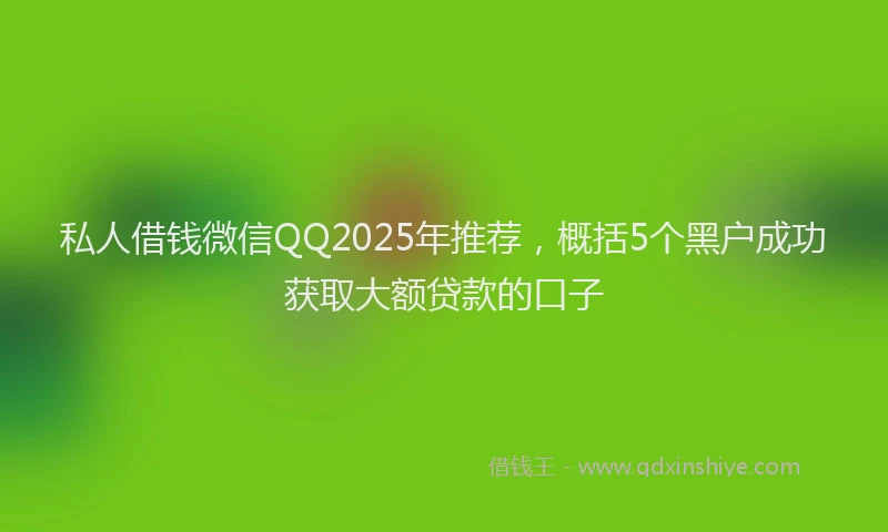 私人借钱微信QQ2025年推荐，概括5个黑户成功获取大额贷款的口子