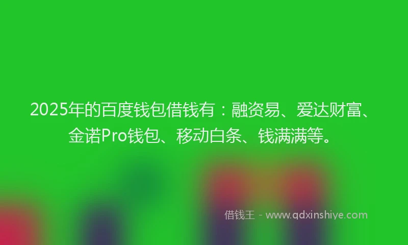 2025年的百度钱包借钱有：融资易、爱达财富、金诺Pro钱包、移动白条、钱满满等。