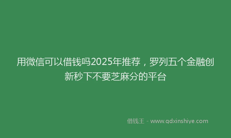 用微信可以借钱吗2025年推荐，罗列五个金融创新秒下不要芝麻分的平台