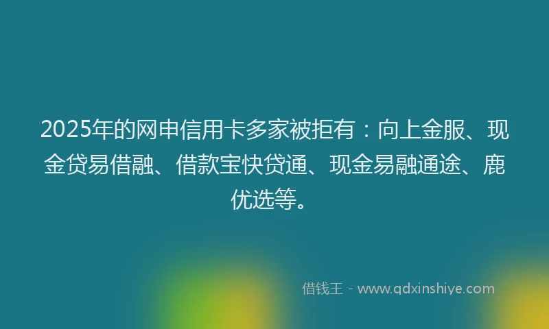 2025年的网申信用卡多家被拒有：向上金服、现金贷易借融、借款宝快贷通、现金易融通途、鹿优选等。