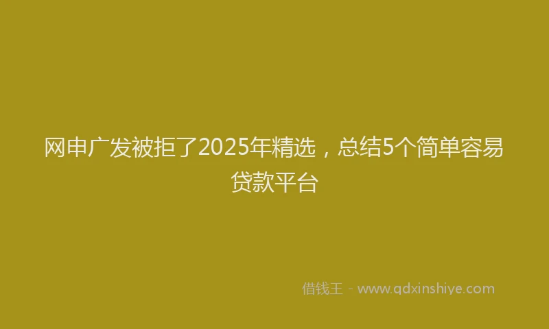 网申广发被拒了2025年精选，总结5个简单容易贷款平台