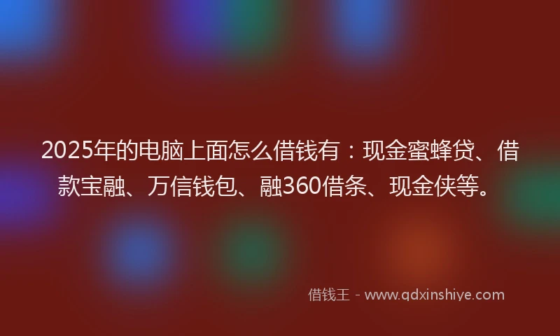 2025年的电脑上面怎么借钱有：现金蜜蜂贷、借款宝融、万信钱包、融360借条、现金侠等。