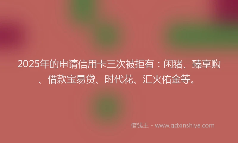 2025年的申请信用卡三次被拒有：闲猪、臻享购、借款宝易贷、时代花、汇火佑金等。