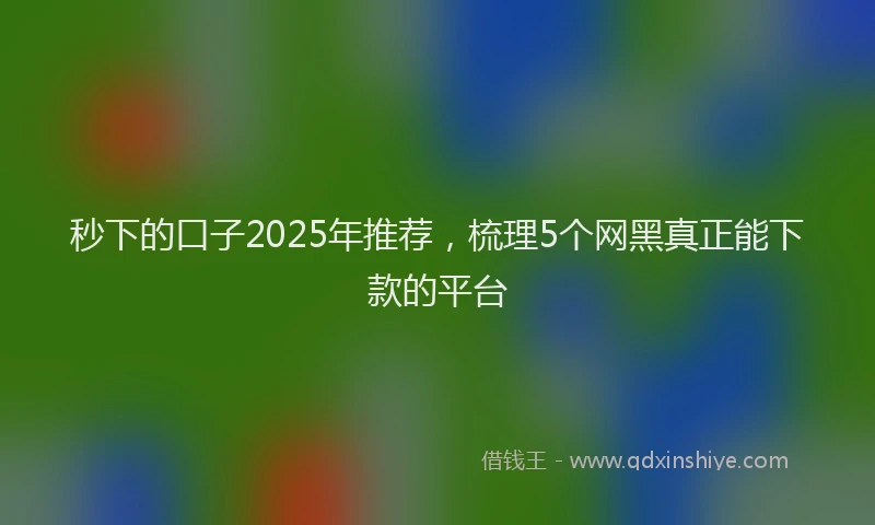 秒下的口子2025年推荐，梳理5个网黑真正能下款的平台