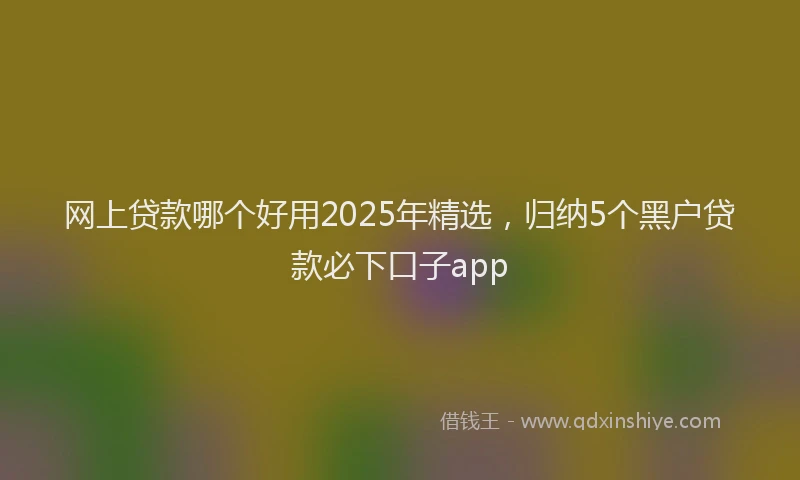 网上贷款哪个好用2025年精选，归纳5个黑户贷款必下口子app