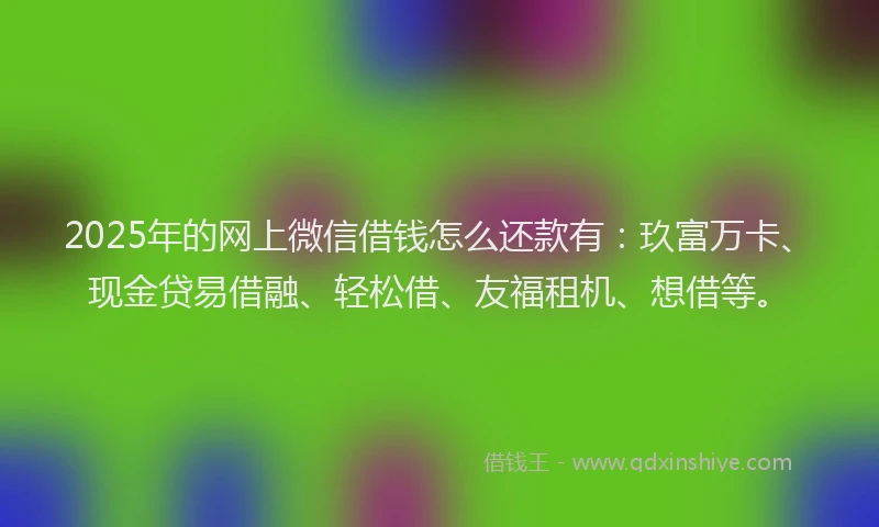 2025年的网上微信借钱怎么还款有：玖富万卡、现金贷易借融、轻松借、友福租机、想借等。