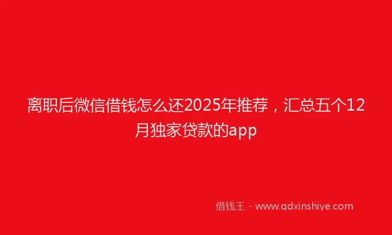 离职后微信借钱怎么还2025年推荐，汇总五个12月独家贷款的app