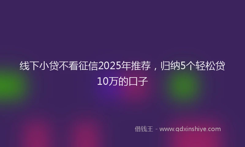 线下小贷不看征信2025年推荐，归纳5个轻松贷10万的口子