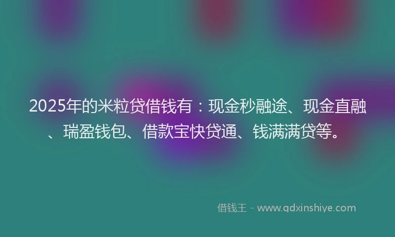 2025年的米粒贷借钱有：现金秒融途、现金直融、瑞盈钱包、借款宝快贷通、钱满满贷等。