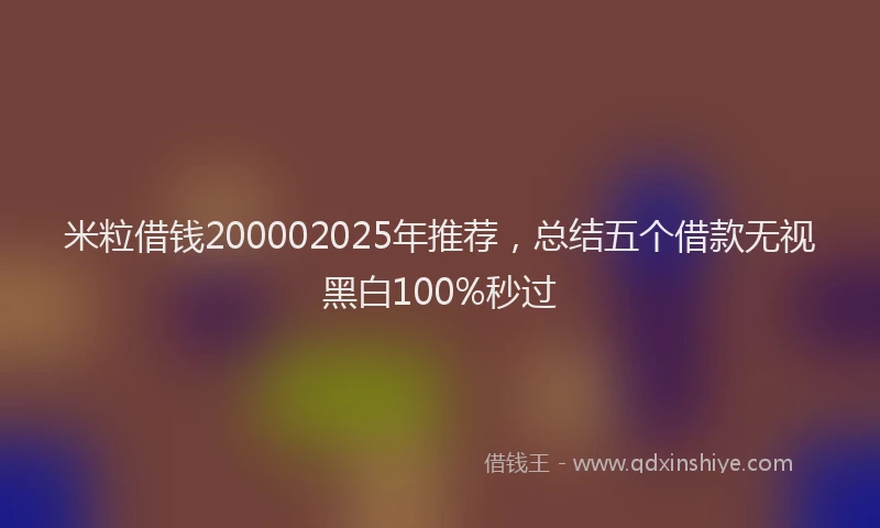 米粒借钱200002025年推荐，总结五个借款无视黑白100%秒过