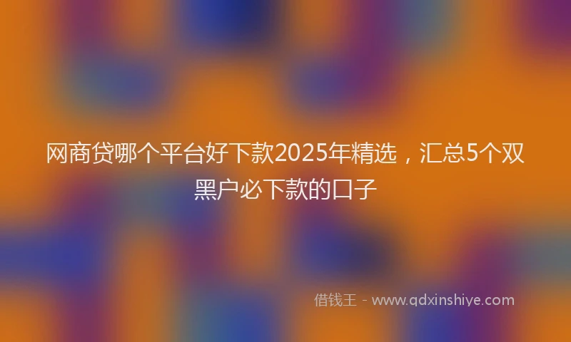 网商贷哪个平台好下款2025年精选，汇总5个双黑户必下款的口子