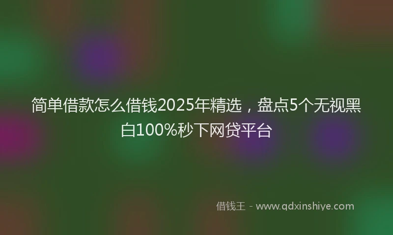 简单借款怎么借钱2025年精选，盘点5个无视黑白100%秒下网贷平台