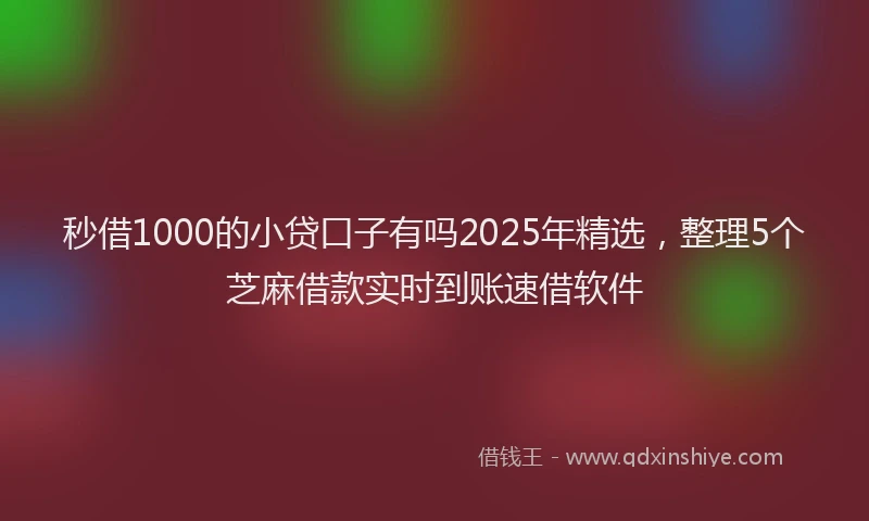 秒借1000的小贷口子有吗2025年精选，整理5个芝麻借款实时到账速借软件