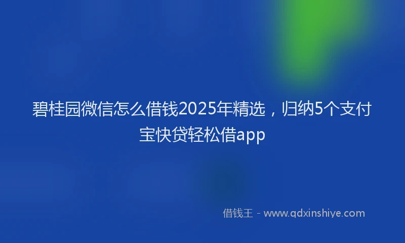 碧桂园微信怎么借钱2025年精选，归纳5个支付宝快贷轻松借app